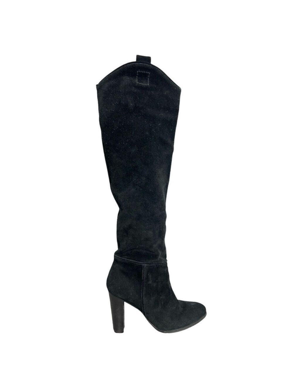Zara black genuine suede over the knee heeled riding boots EU 39